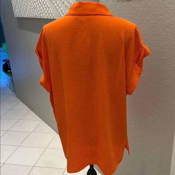 Michael Kors Bright Orange Button-Up Shirt - Picture 5 of 7